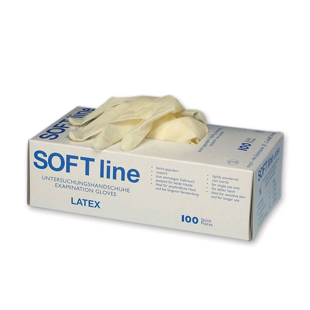 SOFTline Latex Handschuhe von megro, unsteril, gepudert, 100 St.