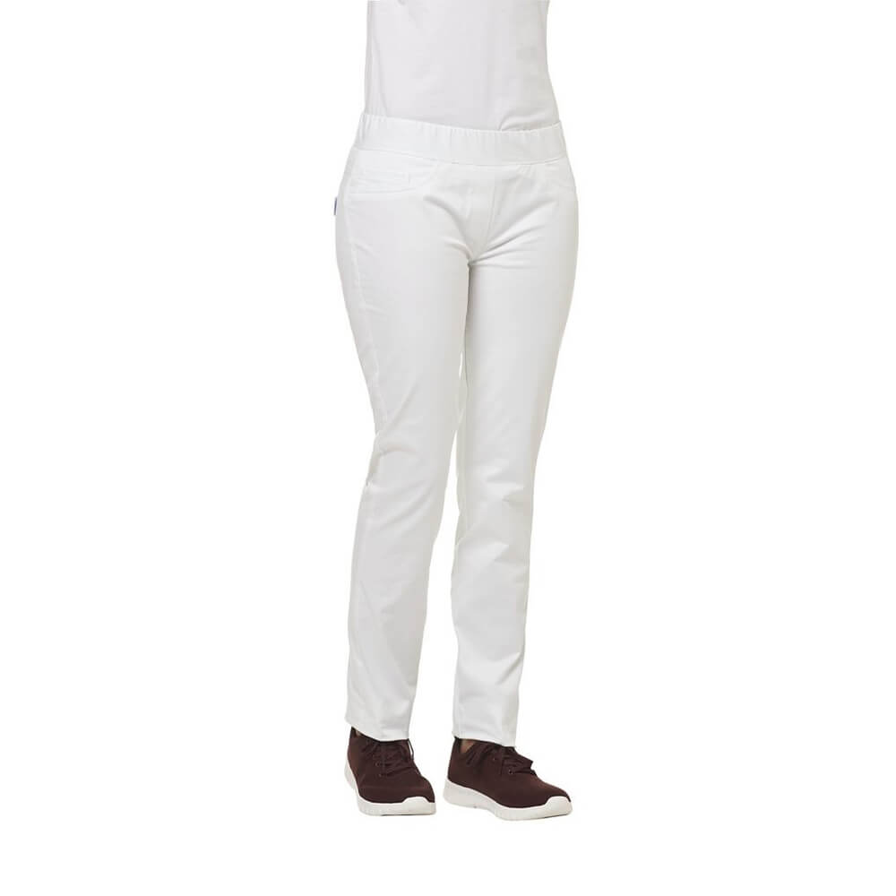 Leiber Damenhose mit Rundumgummizug, 2 Gesäßtaschen, Weiß, Gr. 34-50