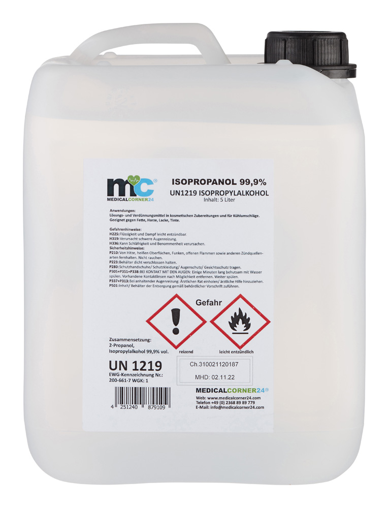 Isopropanol 99,9 %, Isopropylalkohol, Reinigung, 2x 5 L