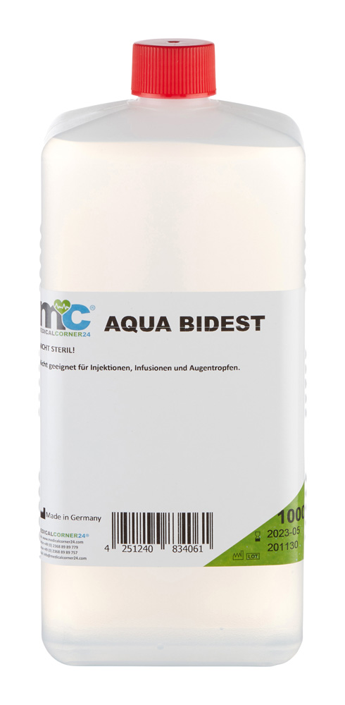 Bidestilliertes Wasser AQUA BIDEST, Laborwasser, Reinst-Wasser