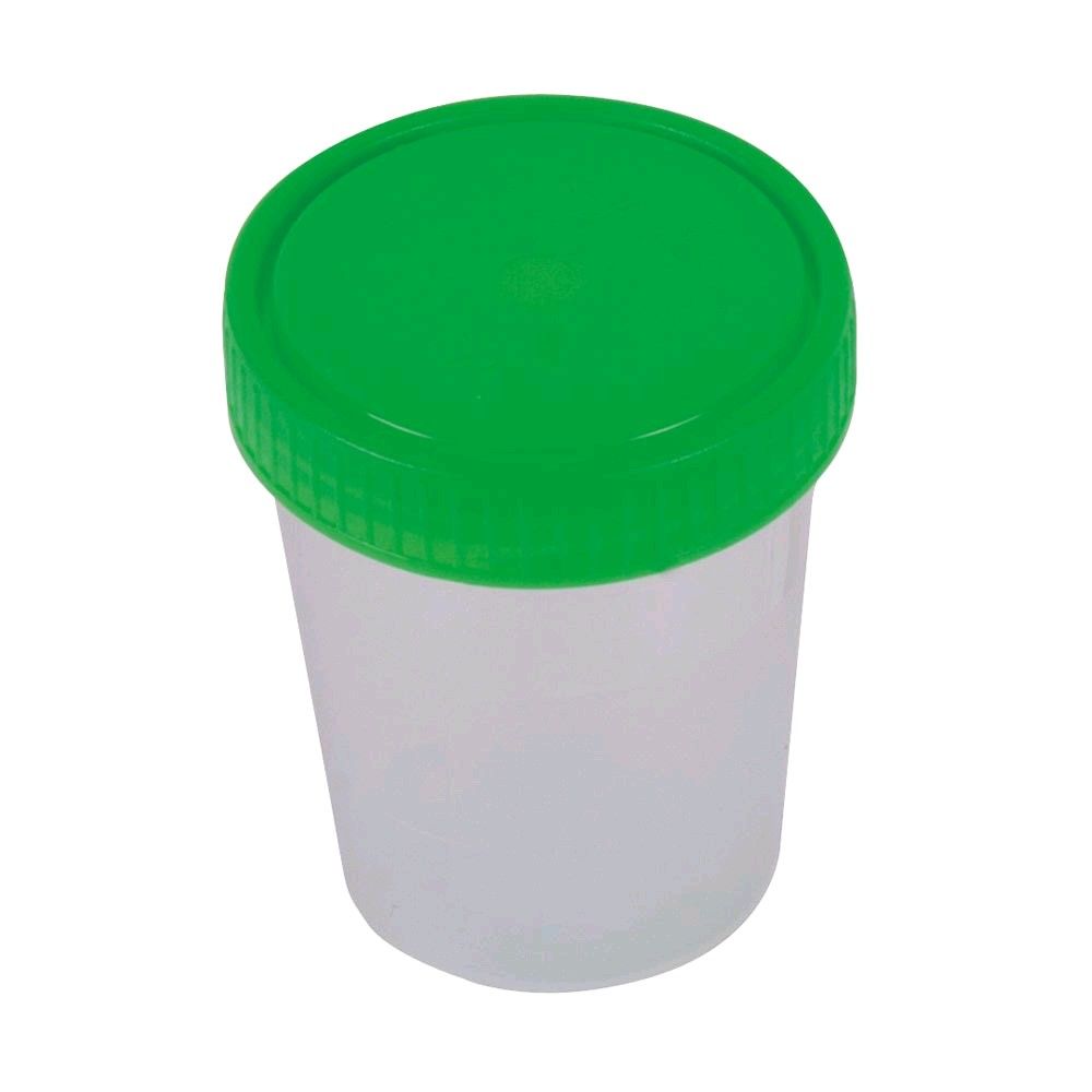 Ampri Urinprobebecher mit grünem Schraubverschluss, 125 ml, 10 Stück