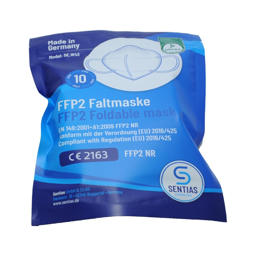 FFP2 Atemschutzmaske zum Falten von Sentias, Made in Germany, 10 Stück