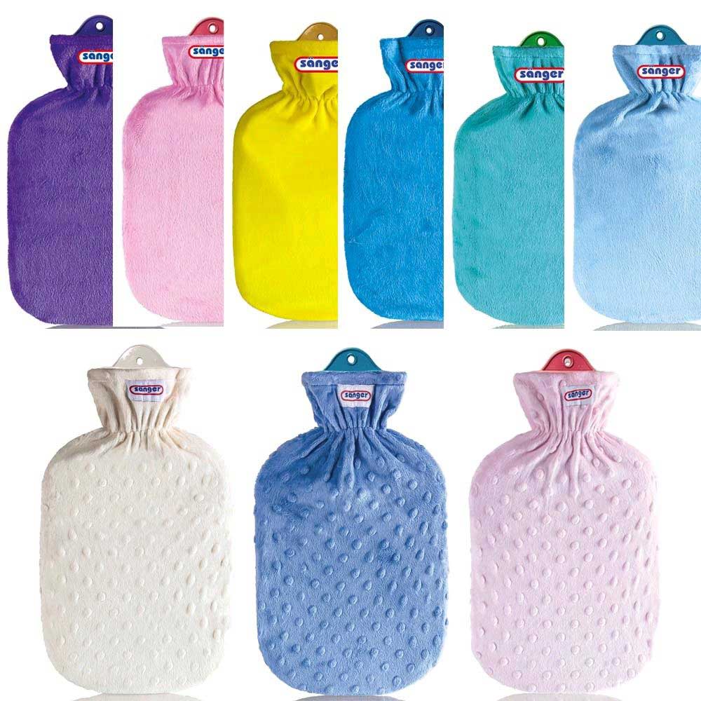 Gummi-Wärmflasche mit Flausch- o. Strukturbezug von Sänger, Farbenwahl